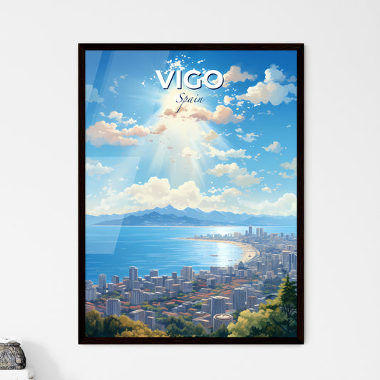 Vigo Spain Skyline - A Cityscape With A Beach And Mountains In The Background - Customizable Travel Gift Default Title
