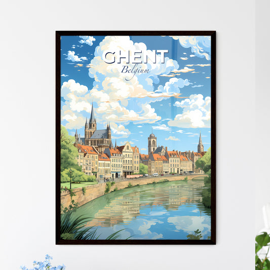 Ghent Belgium Skyline - A River With Trees And Buildings - Customizable Travel Gift Default Title