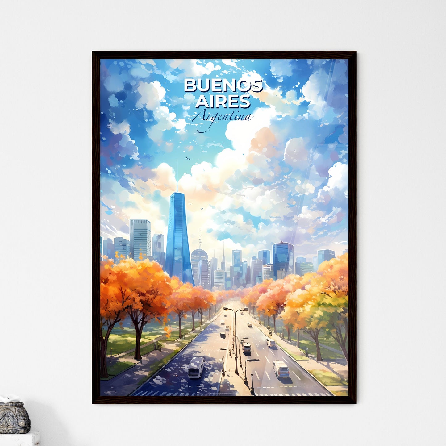 Buenos Aires Argentina Skyline - A Road With Trees And Buildings In The Background - Customizable Travel Gift Default Title