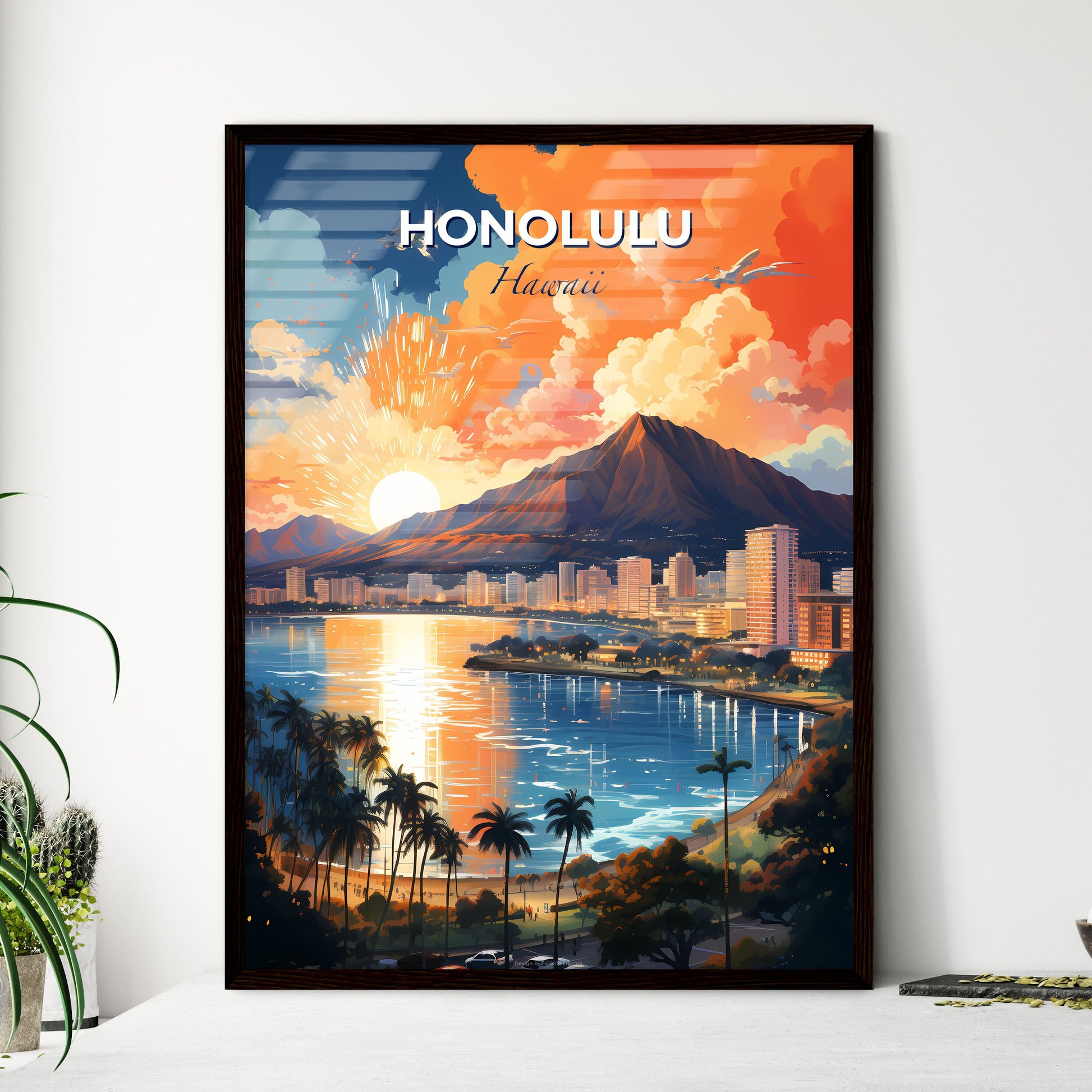 Honolulu Hawaii Skyline - A City Next To A Body Of Water - Customizable Travel Gift Default Title