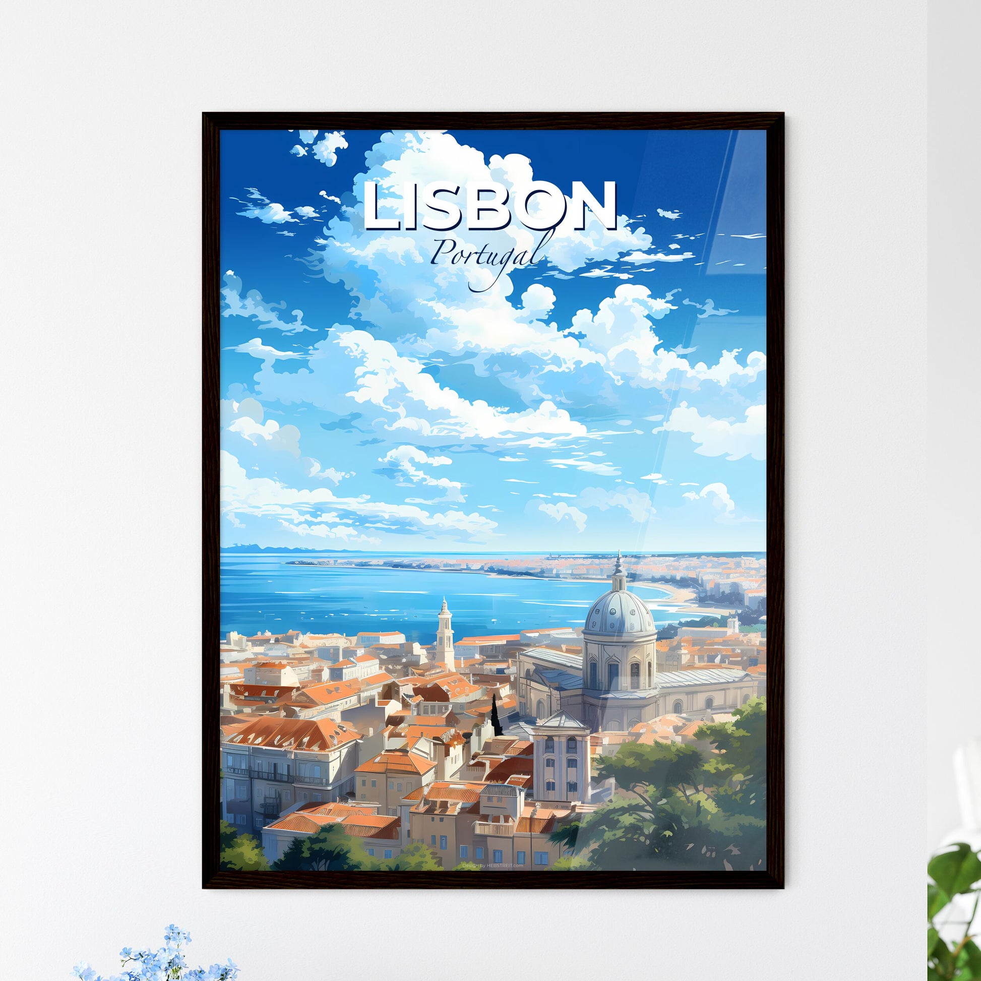 Lisbon Portugal Skyline - A City With A Large Dome And A Body Of Water - Customizable Travel Gift Default Title