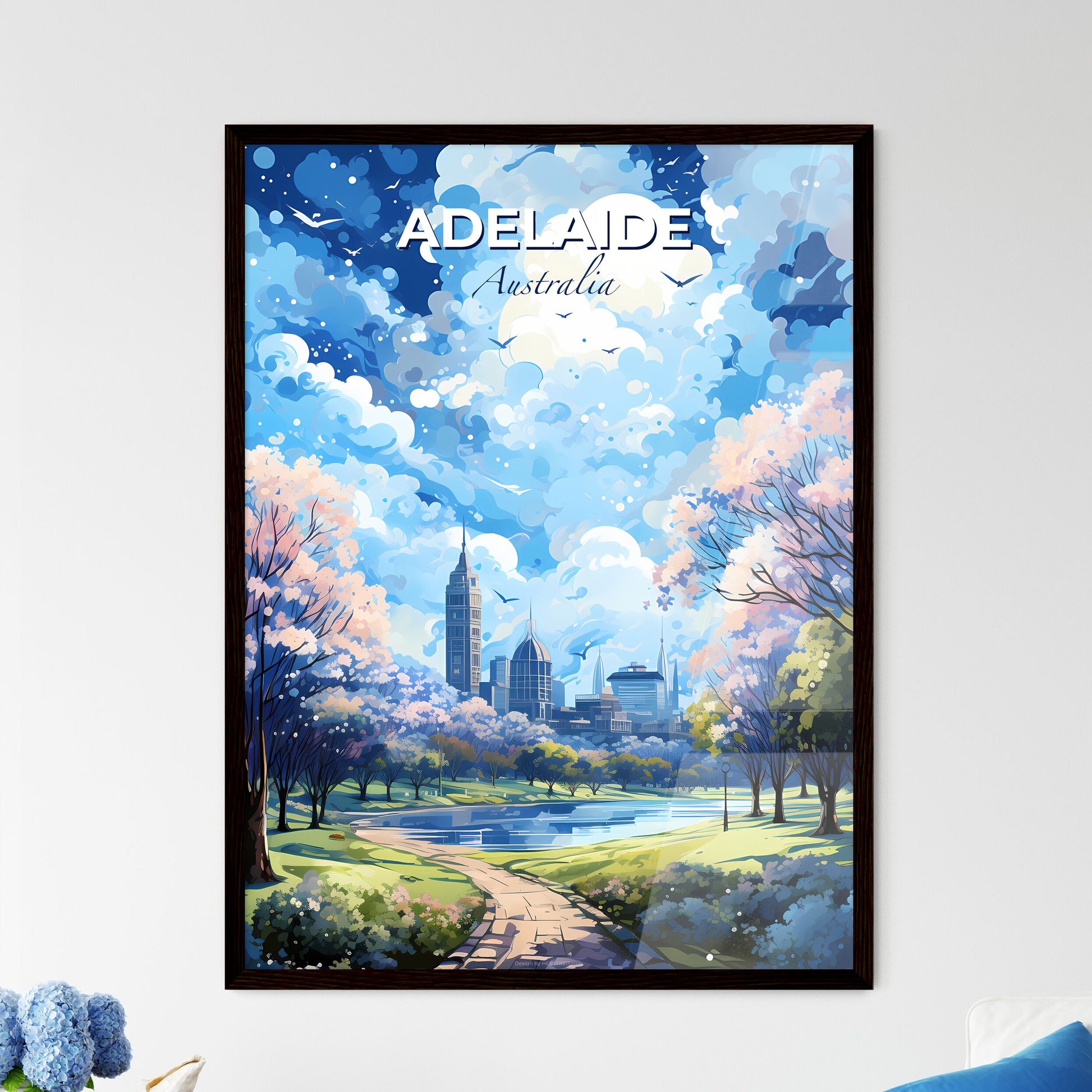 Adelaide Australia Skyline - A Landscape Of A Park With Trees And A City In The Background - Customizable Travel Gift Default Title