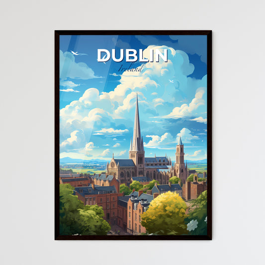 Dublin Ireland Sklyine - A Church With A Steeple And Trees - Customizable Travel Gift Default Title