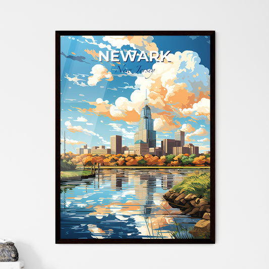 Newark New Jersey Skyline - A Water Body With Trees And A City In The Background - Customizable Travel Gift Default Title