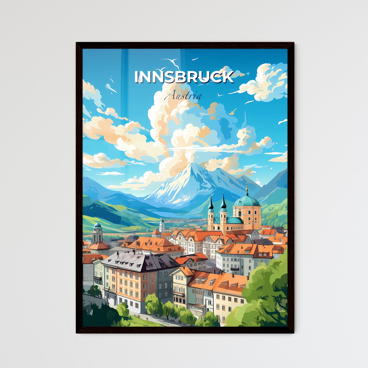 Innsbruck Austria Skyline - A City With A Mountain In The Background - Customizable Travel Gift Default Title