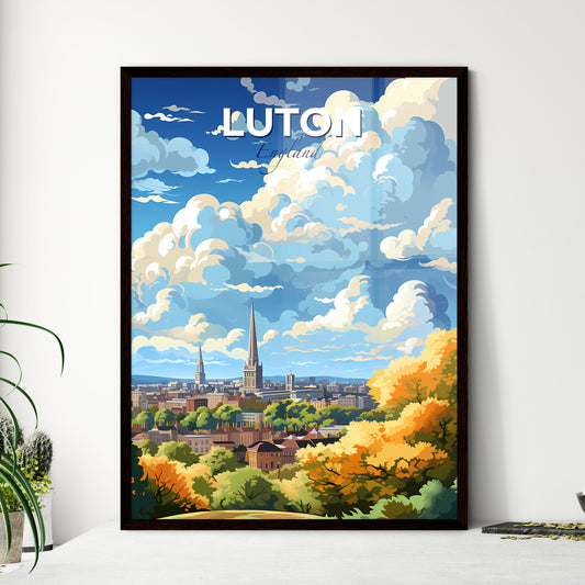 Luton England Skyline - A City Landscape With Trees And Clouds - Customizable Travel Gift Default Title