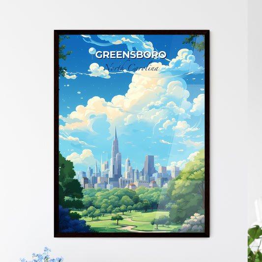 Greensboro North Carolina Skyline - A City Landscape With Trees And Clouds - Customizable Travel Gift Default Title