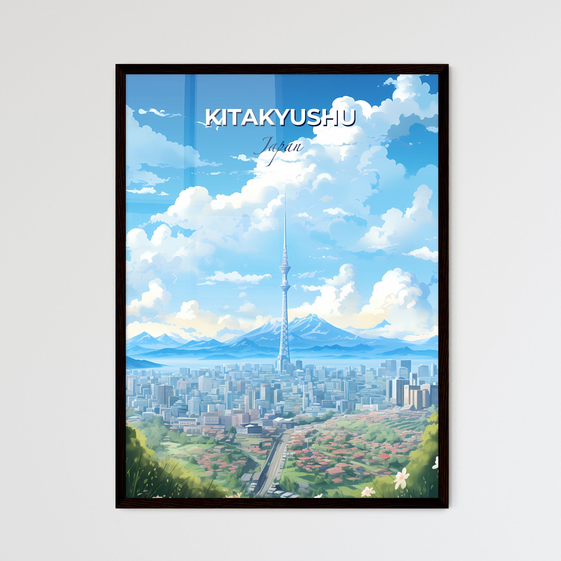 Kitakyushu Japan Skyline - A Large City With A Tall Tower - Customizable Travel Gift Default Title
