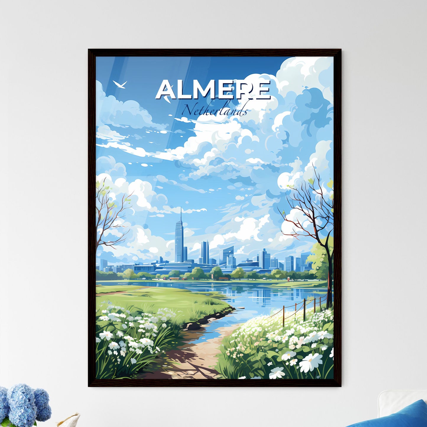 Almere Netherlands Skyline - A River Running Through A City - Customizable Travel Gift Default Title