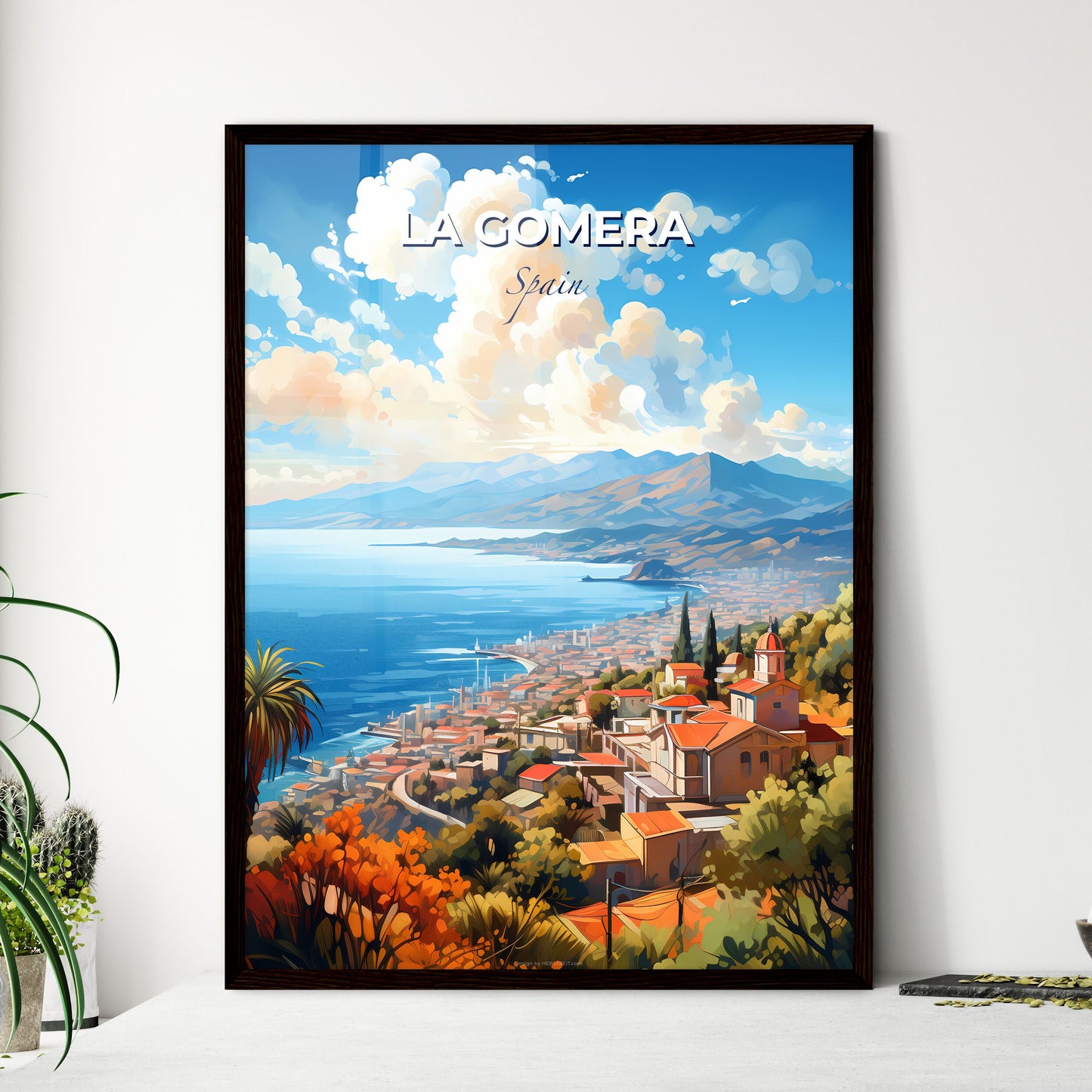 La Gomera Spain Skyline - A Landscape Of A Town By The Sea - Customizable Travel Gift Default Title