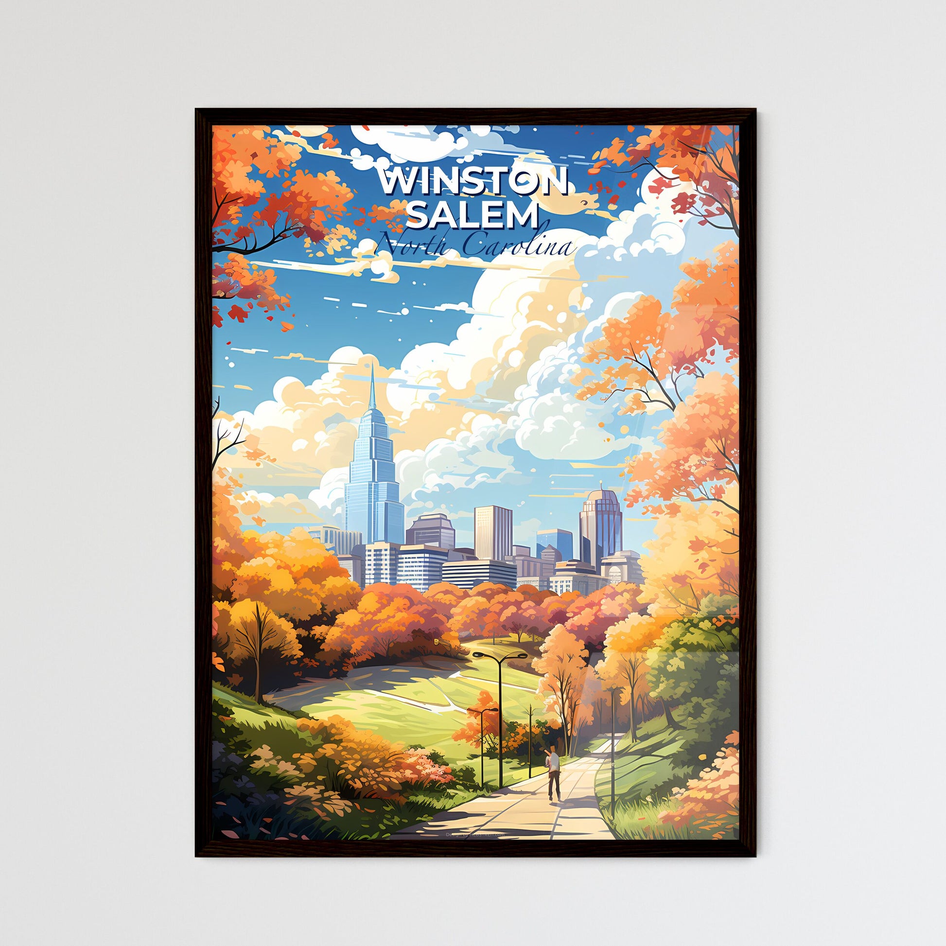 WinstonSalem North Carolina Skyline - A City In The Fall - Customizable Travel Gift Default Title