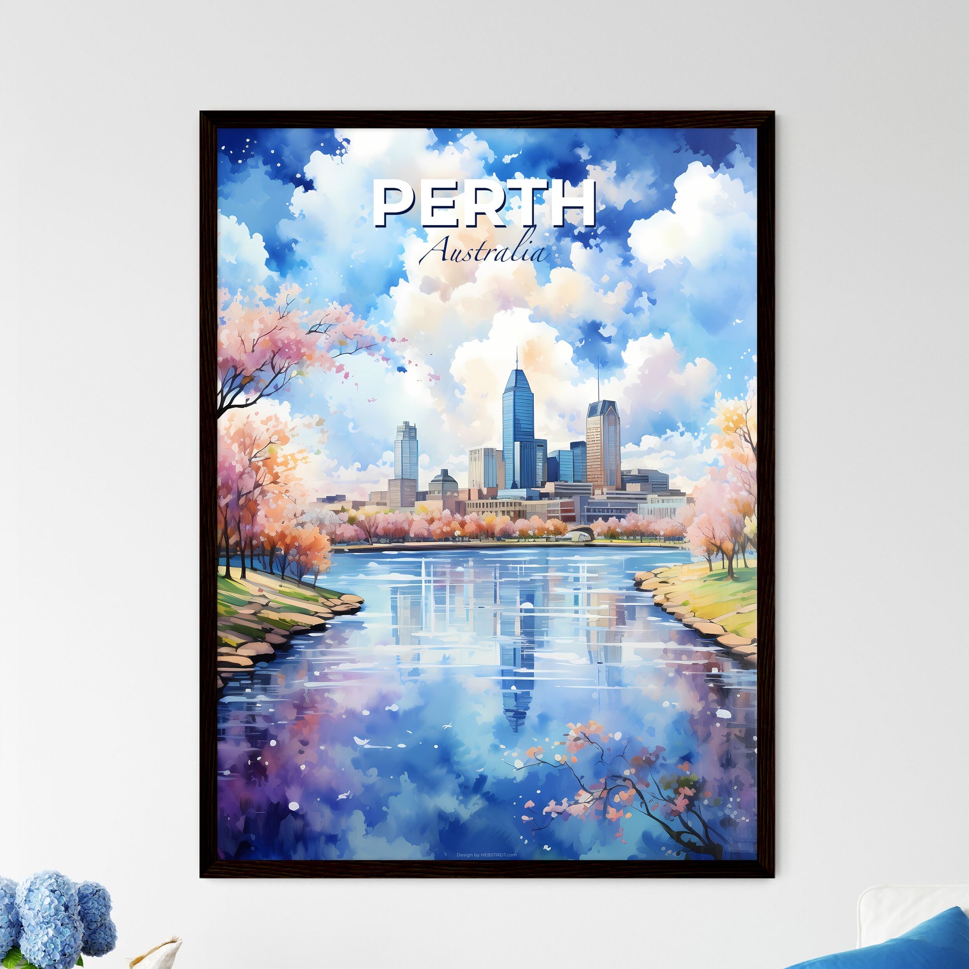 Perth Australia Skyline - A Water With Trees And A City In The Background - Customizable Travel Gift Default Title