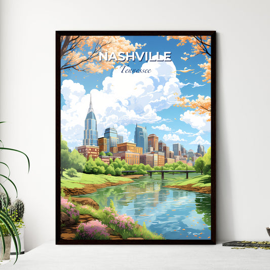 Nashville Tennessee Skyline - A River With Trees And A City In The Background - Customizable Travel Gift Default Title