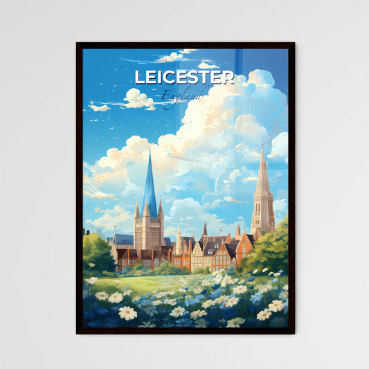 Leicester England Skyline - A Landscape Of A City With A Field Of Flowers And Buildings - Customizable Travel Gift Default Title