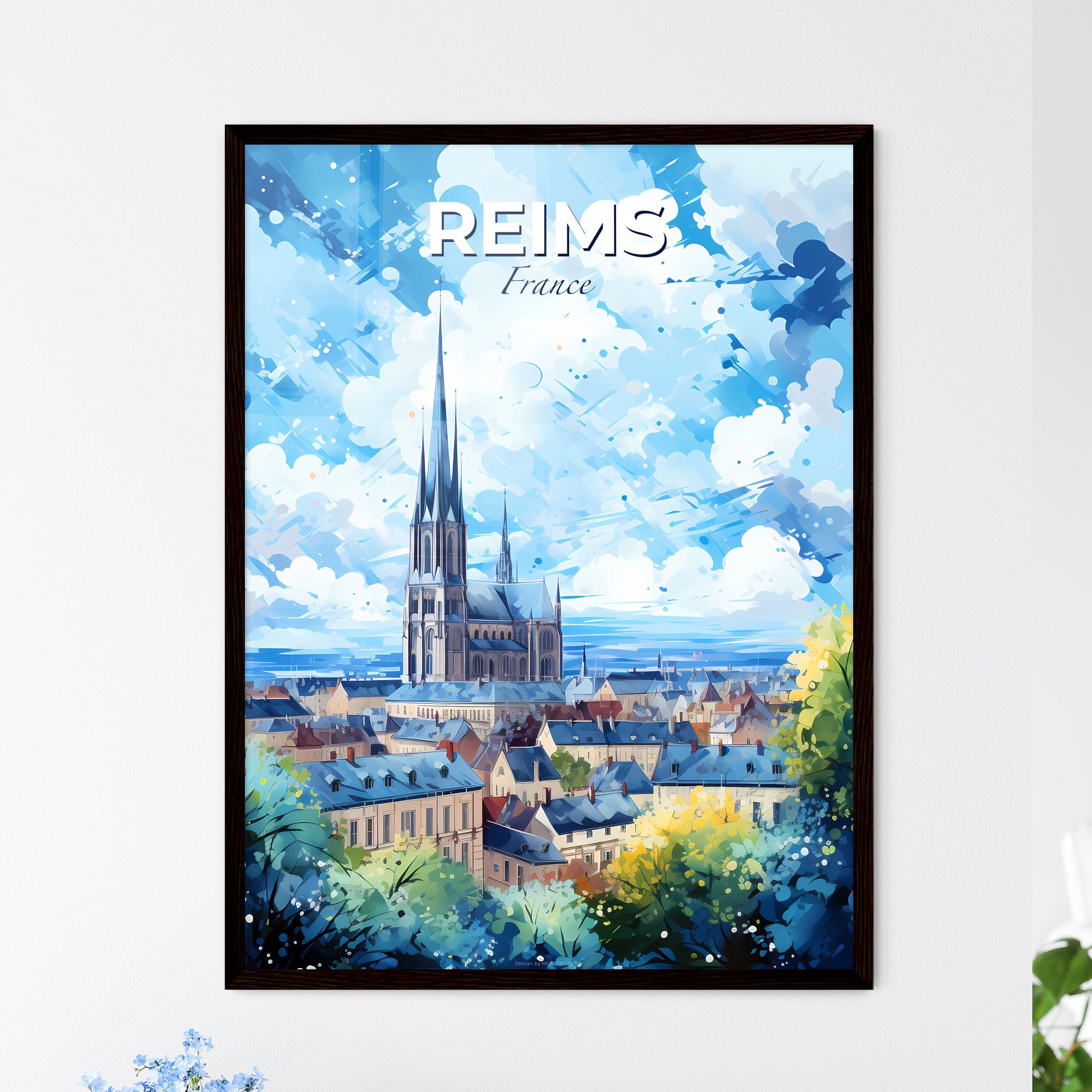Reims France Skyline - A City With A Tall Tower - Customizable Travel Gift Default Title