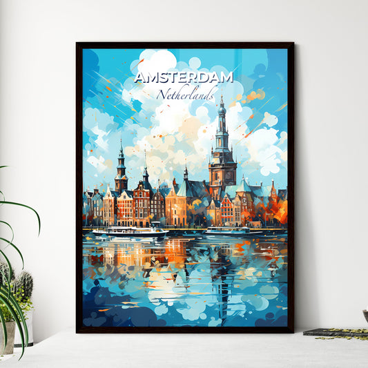 Amsterdam Netherlands Skyline - A Watercolor Painting Of A City With A Boat In The Water - Customizable Travel Gift Default Title