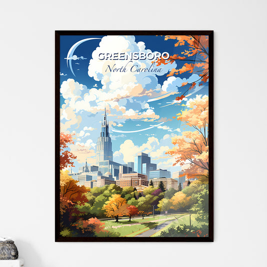 Greensboro North Carolina Skyline - A City Landscape With Trees And Blue Sky - Customizable Travel Gift Default Title