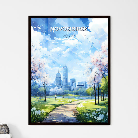Novosibirsk Russia Skyline - A Park With Trees And A City In The Background - Customizable Travel Gift Default Title