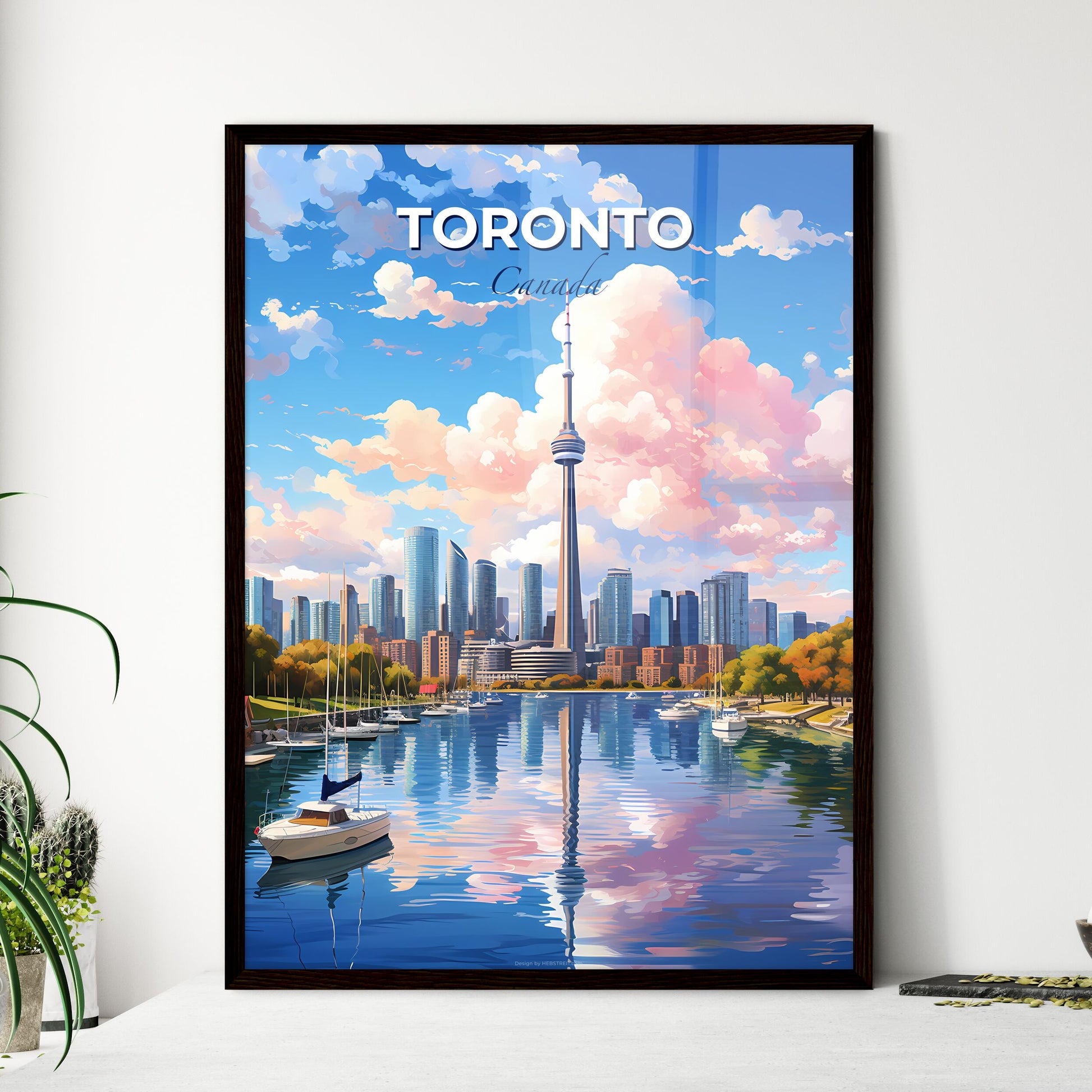 Toronto Canada Skyline - A City With A Tall Tower And A Body Of Water - Customizable Travel Gift Default Title