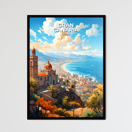 Gran Canaria Spain Skyline - A Building On A Hill Overlooking A City - Customizable Travel Gift Default Title