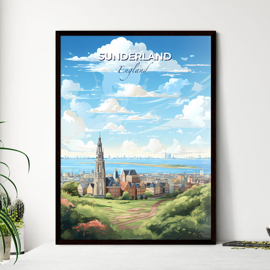 Sunderland England Skyline - A Landscape Of A City With A Tall Tower And A Body Of Water - Customizable Travel Gift Default Title