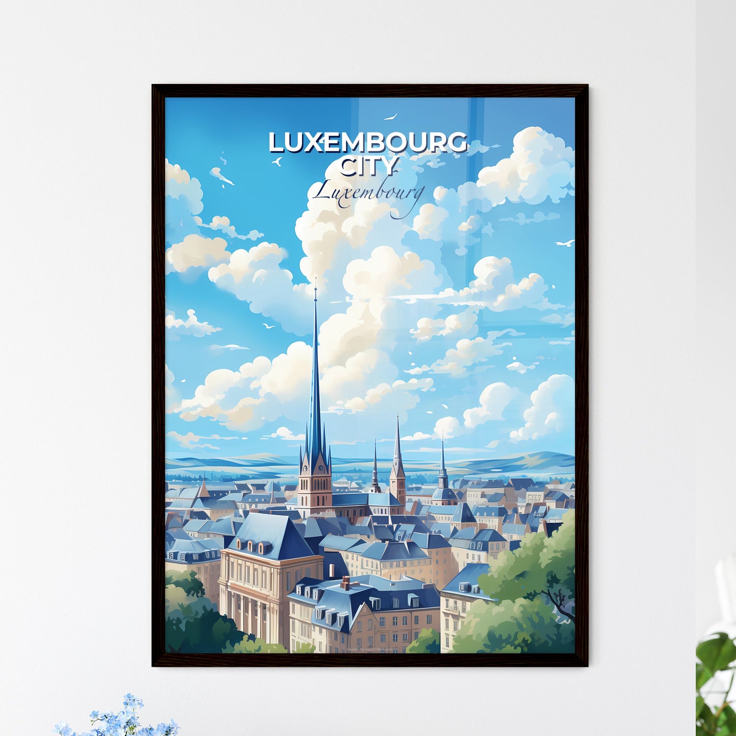 Luxembourg City Luxembourg Skyline - A City With A Tall Spire - Customizable Travel Gift Default Title