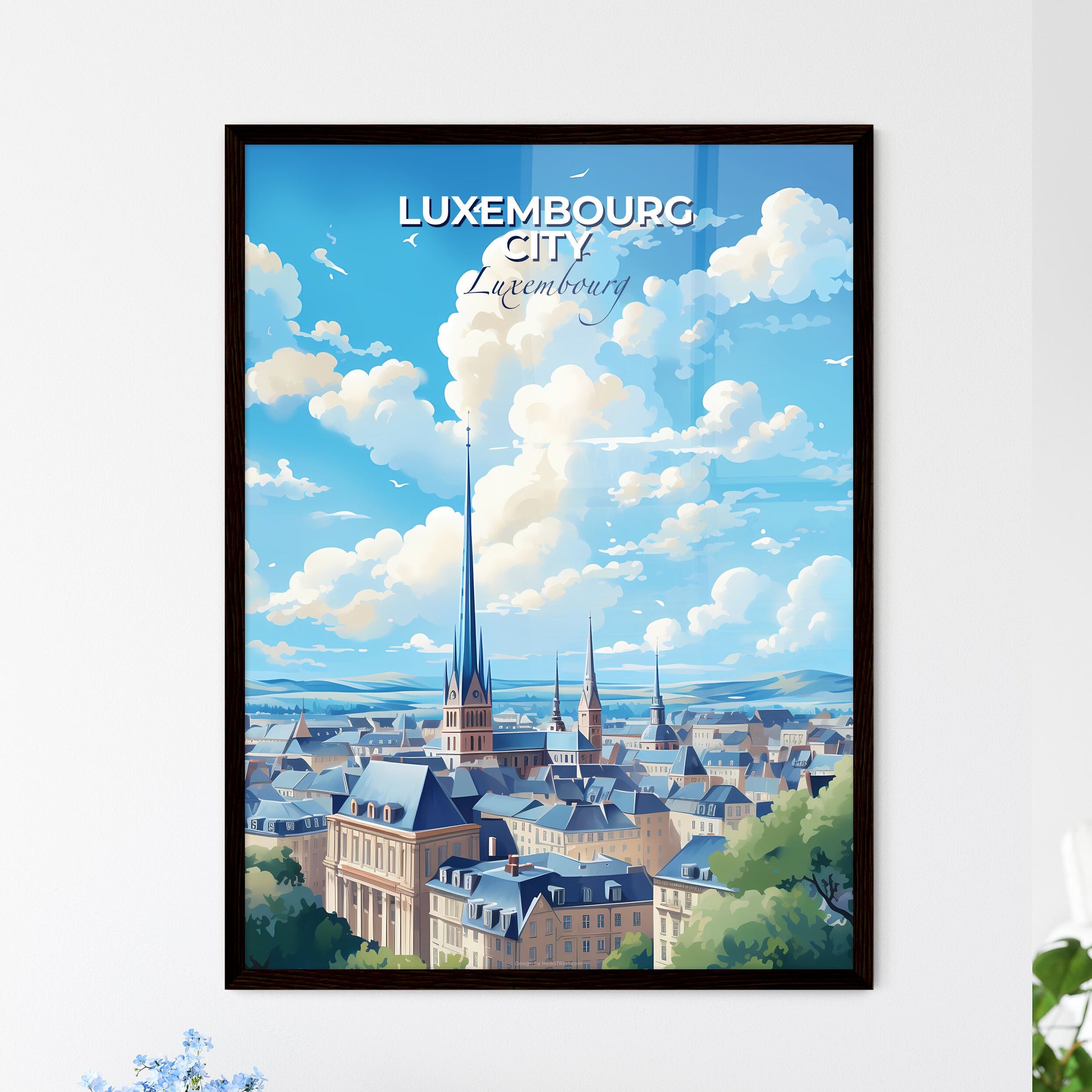 Luxembourg City Luxembourg Skyline - A City With A Tall Spire - Customizable Travel Gift Default Title