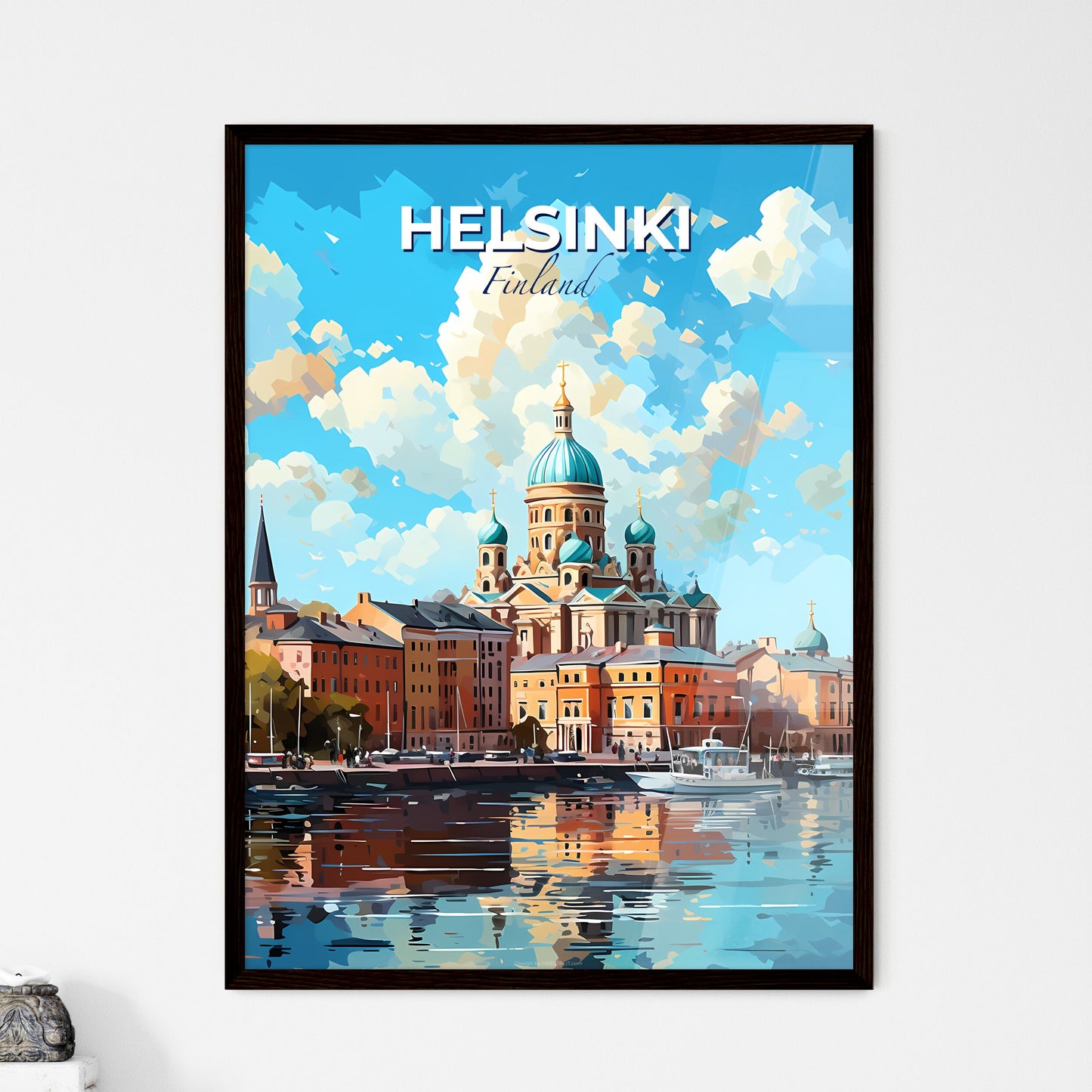 Helsinki Finland Skyline - A Water Next To A Building - Customizable Travel Gift Default Title
