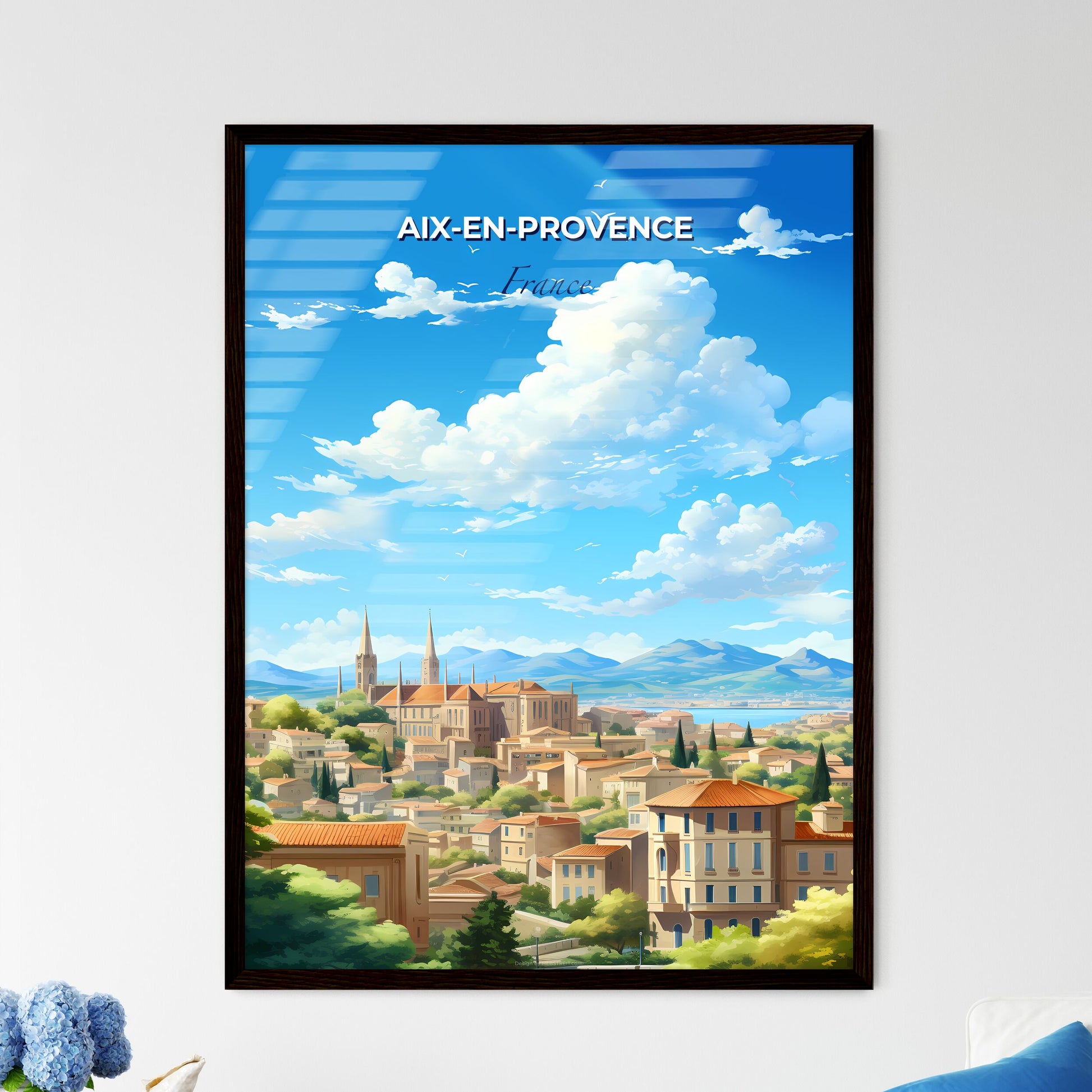 Aix-en-Provence France Skyline - A City With Buildings And Trees - Customizable Travel Gift Default Title