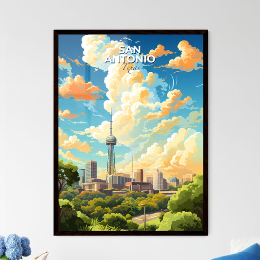 San Antonio Texas Skyline - A City Landscape With Trees And A Tower - Customizable Travel Gift Default Title