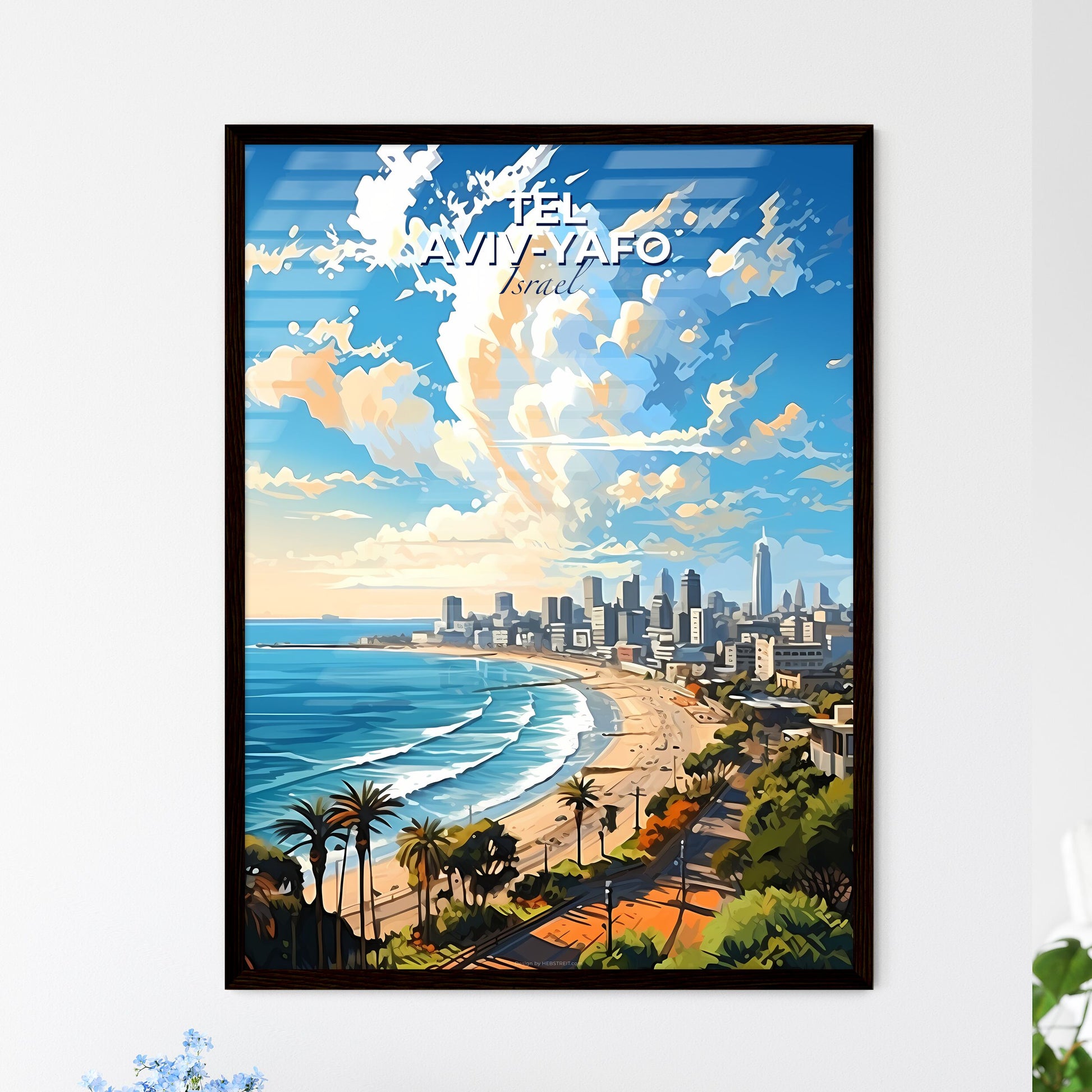 Tel Aviv-Yafo Israel Skyline - A Beach With A City And A Body Of Water - Customizable Travel Gift Default Title