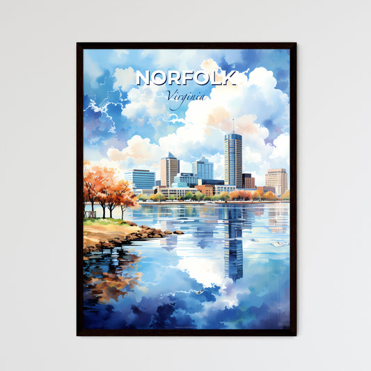Norfolk Virginia Skyline - A Watercolor Of A City With Trees And A Body Of Water - Customizable Travel Gift Default Title