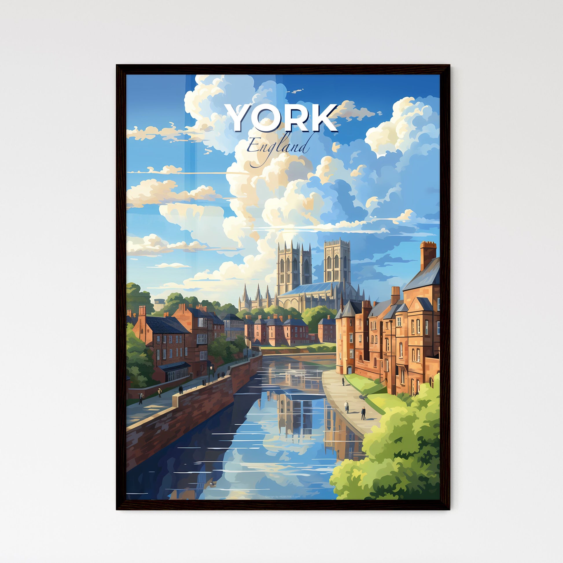 York England Skyline - A River With A Body Of Water And Buildings And A Church - Customizable Travel Gift Default Title