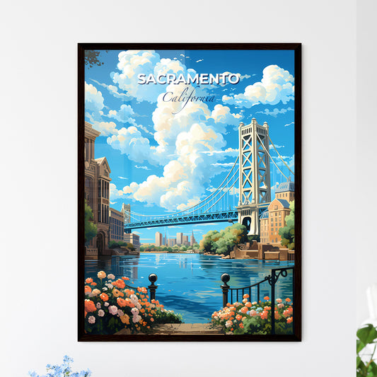 Sacramento California Skyline - A Bridge Over A River - Customizable Travel Gift Default Title