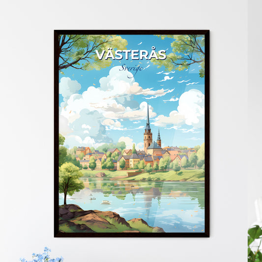 Vsters Sverige Skyline - A Landscape Of A Town With A Lake And Trees - Customizable Travel Gift Default Title