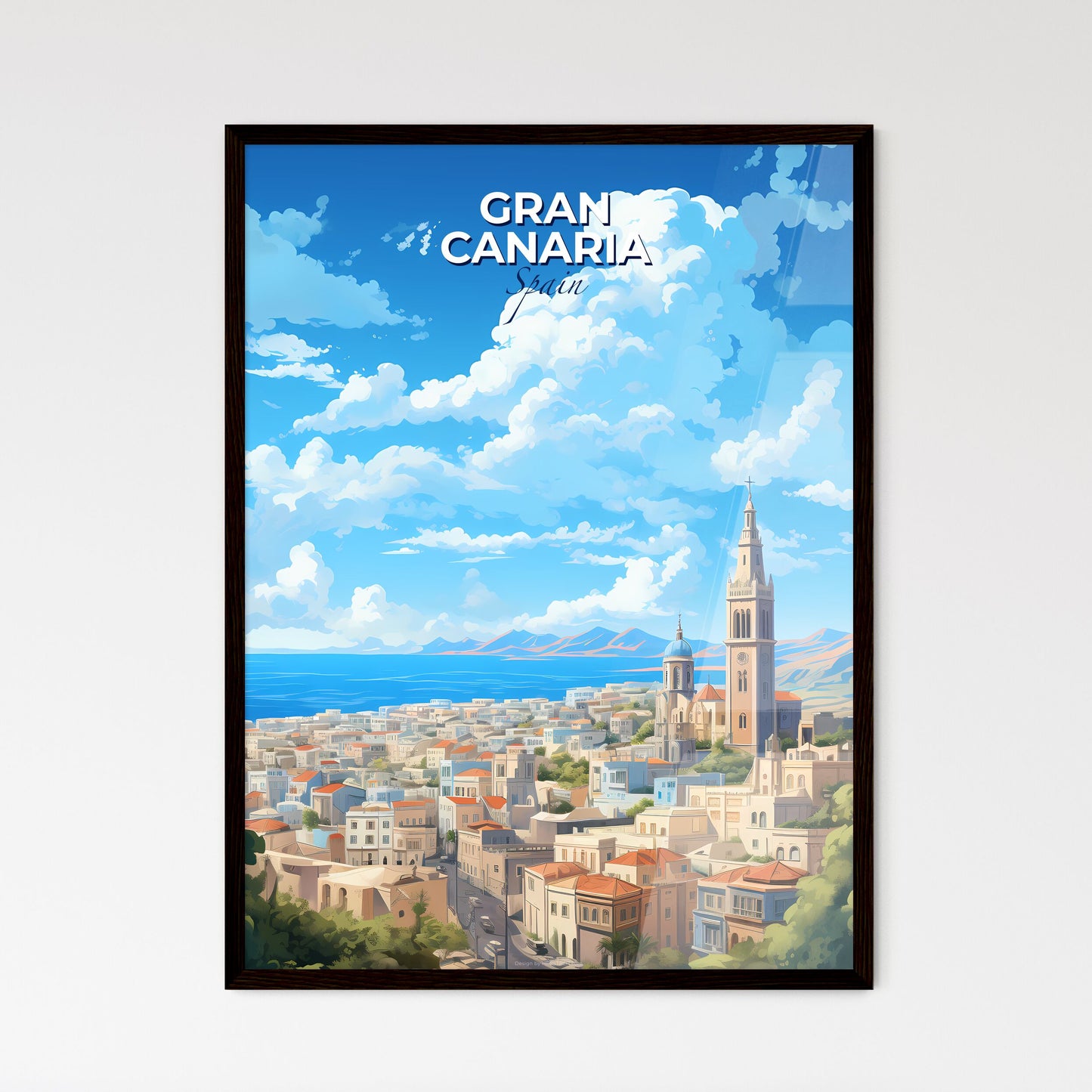 Gran Canaria Spain Skyline - A City With A Tower And A Body Of Water - Customizable Travel Gift Default Title