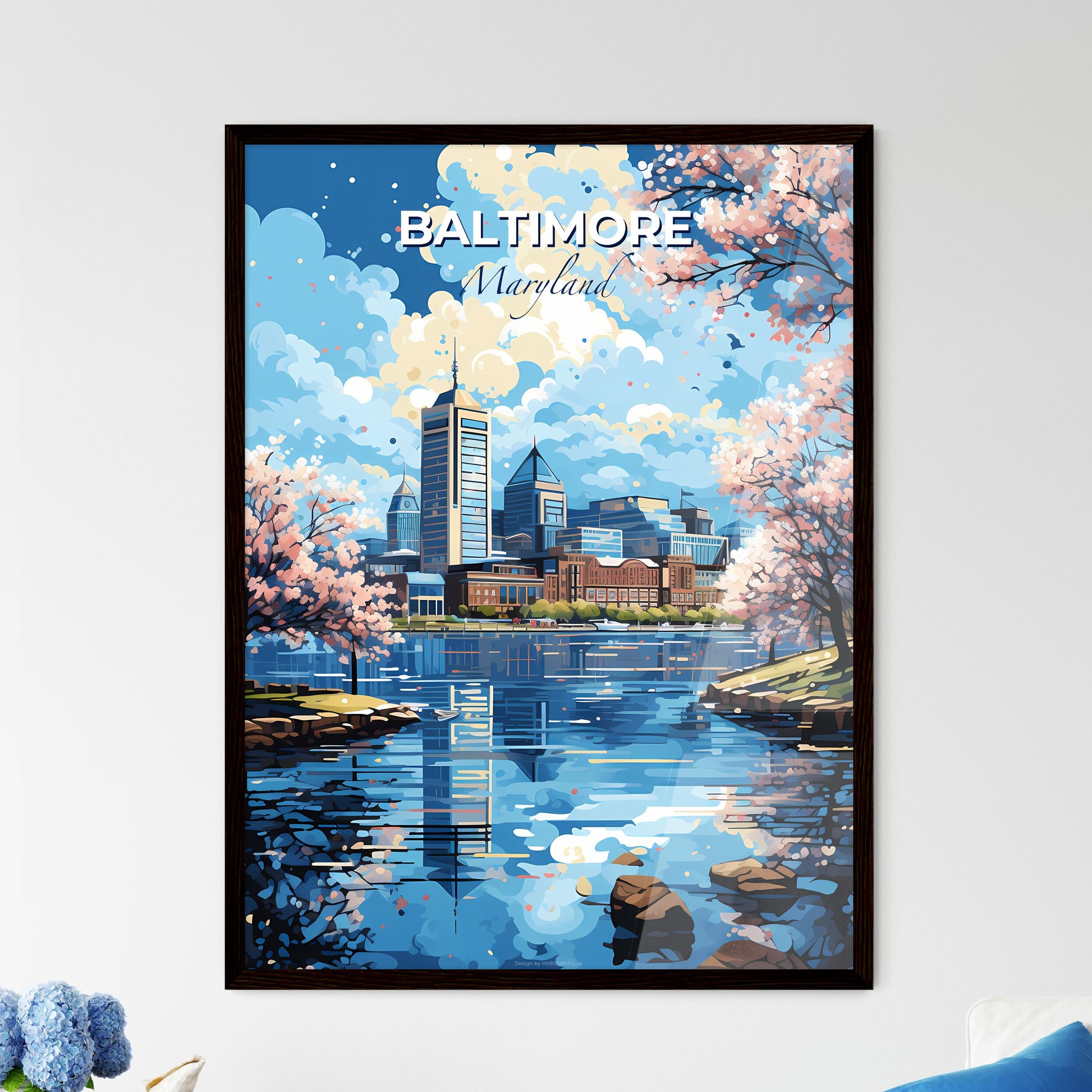 Baltimore Maryland Skyline - A Water Body With Trees And Buildings In The Background - Customizable Travel Gift Default Title