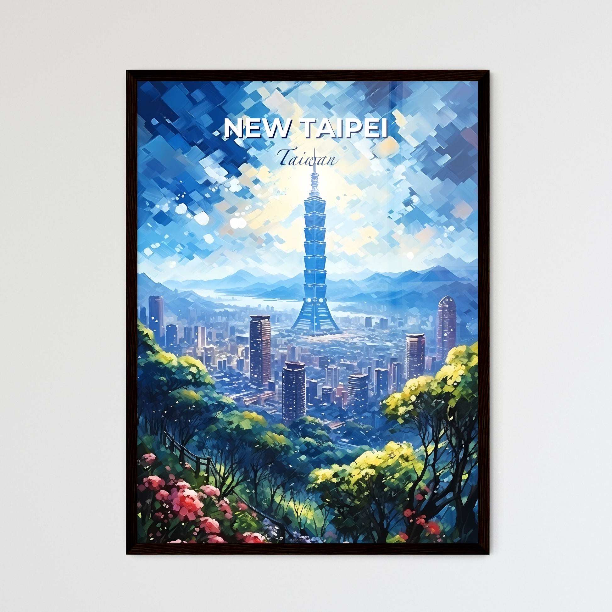 New Taipei Taiwan Skyline - A City Landscape With Trees And A Tall Building - Customizable Travel Gift Default Title