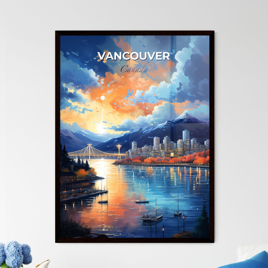 Vancouver Canada Skyline - A City By A River With A Bridge And Mountains In The Background - Customizable Travel Gift Default Title