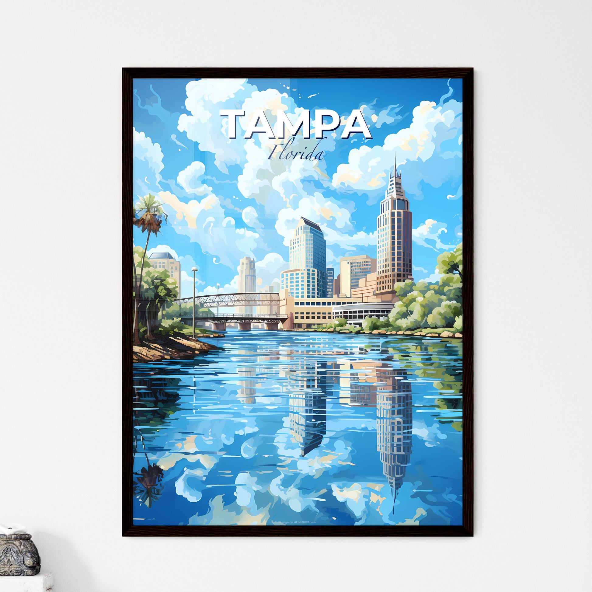 Tampa Florida Skyline - A Water Body Of Water With Trees And Buildings In The Background - Customizable Travel Gift Default Title