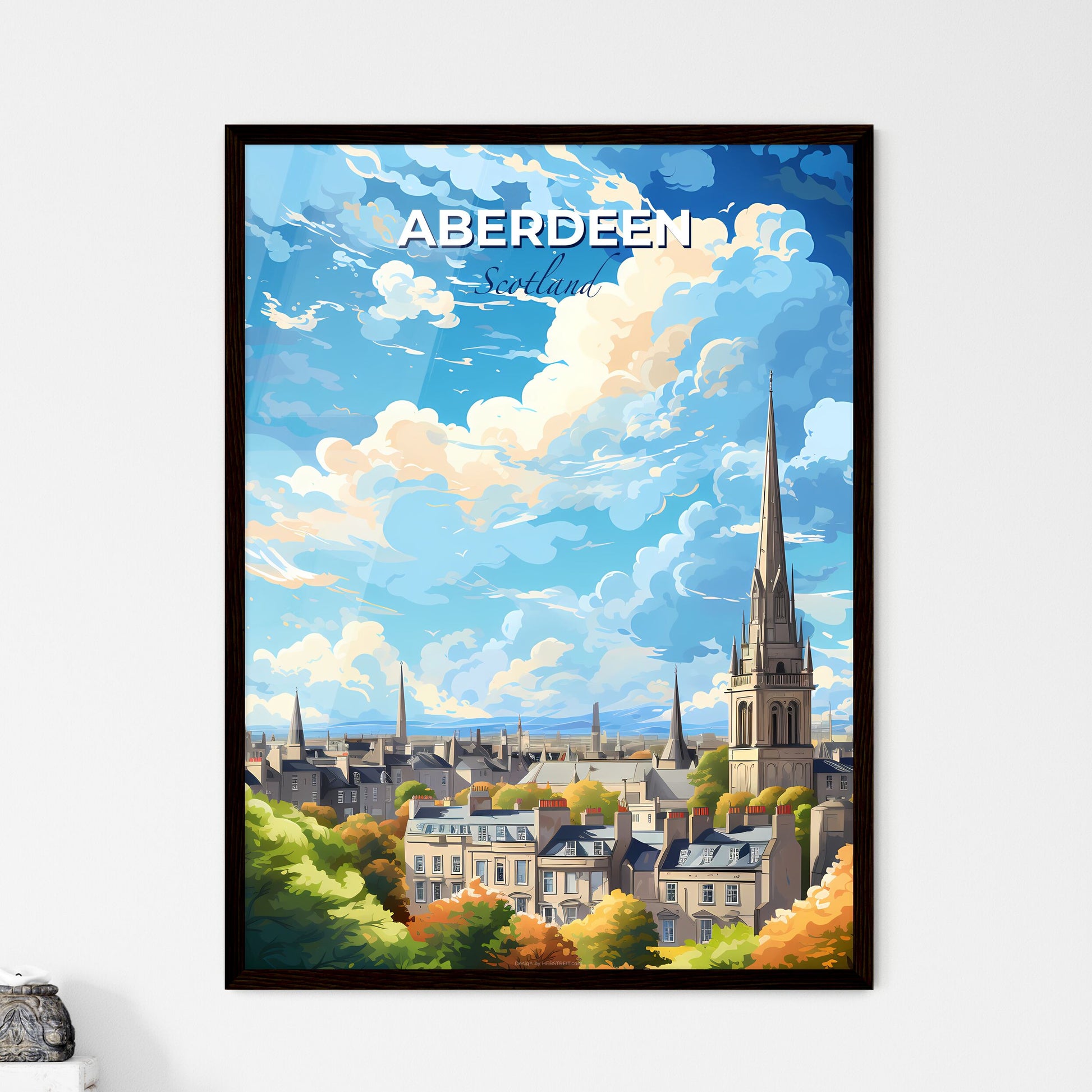 Aberdeen Scotland Skyline - A City With A Tall Spire And A Tower - Customizable Travel Gift Default Title
