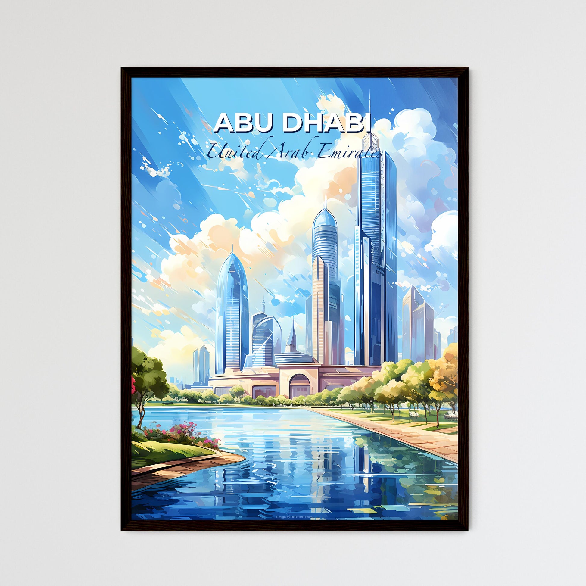 Abu Dhabi United Arab Emirates Skyline - A City With Tall Buildings And A River - Customizable Travel Gift Default Title