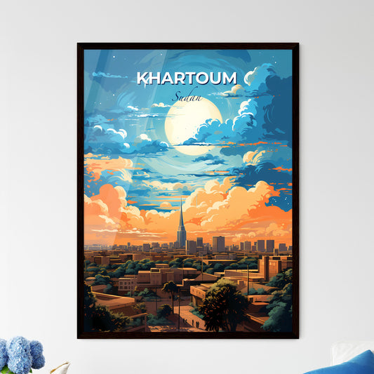 Khartoum Sudan Skyline - A City With Trees And A Large Moon In The Sky - Customizable Travel Gift Default Title