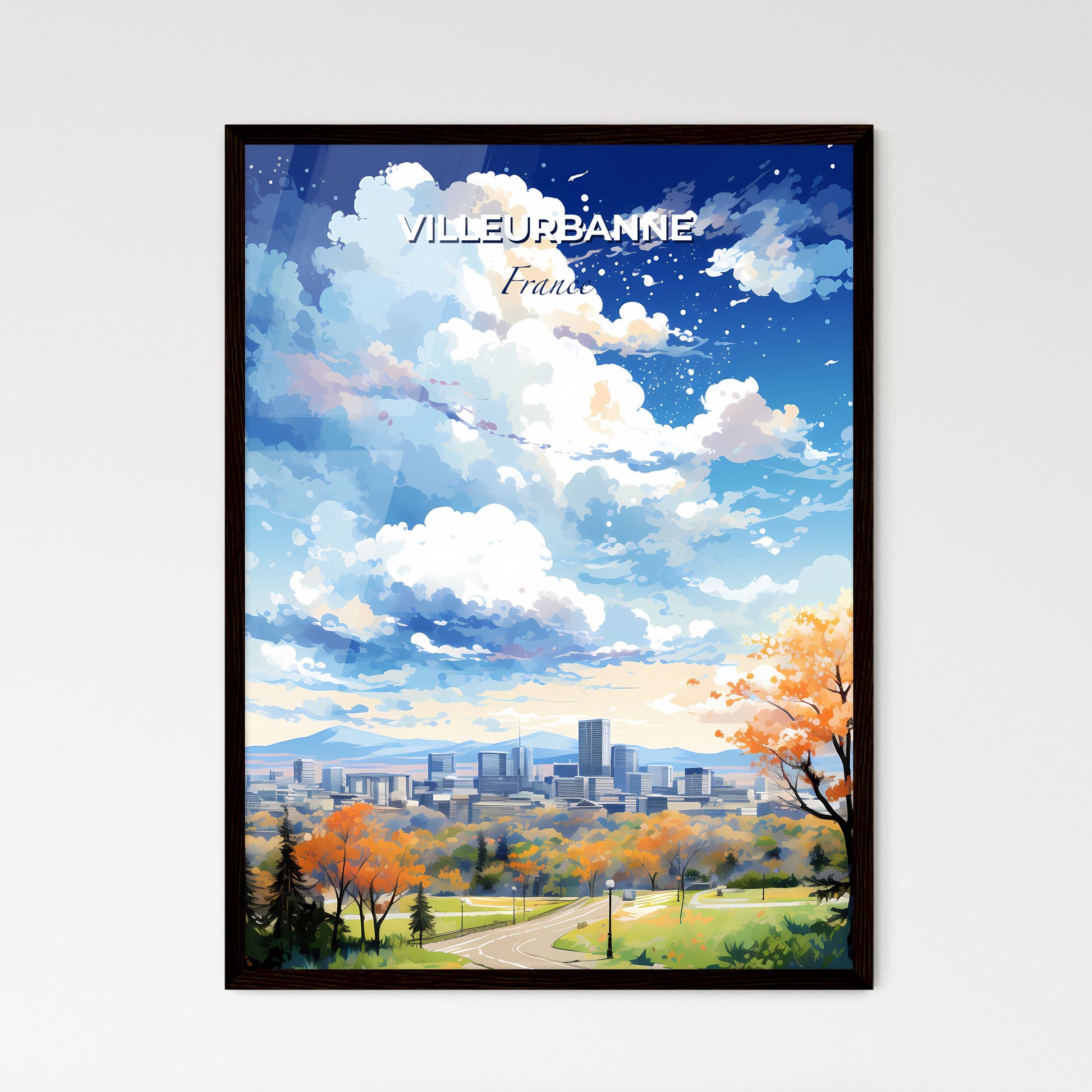 Villeurbanne France Skyline - A City Landscape With Trees And Buildings - Customizable Travel Gift Default Title