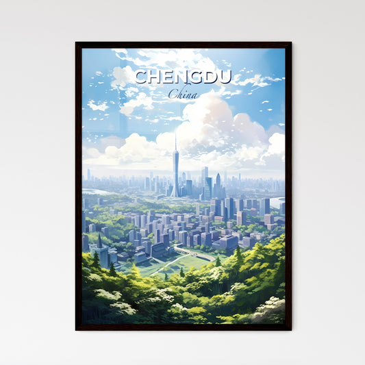 Chengdu China Skyline - A City Landscape With Trees And A Tall Tower - Customizable Travel Gift Default Title