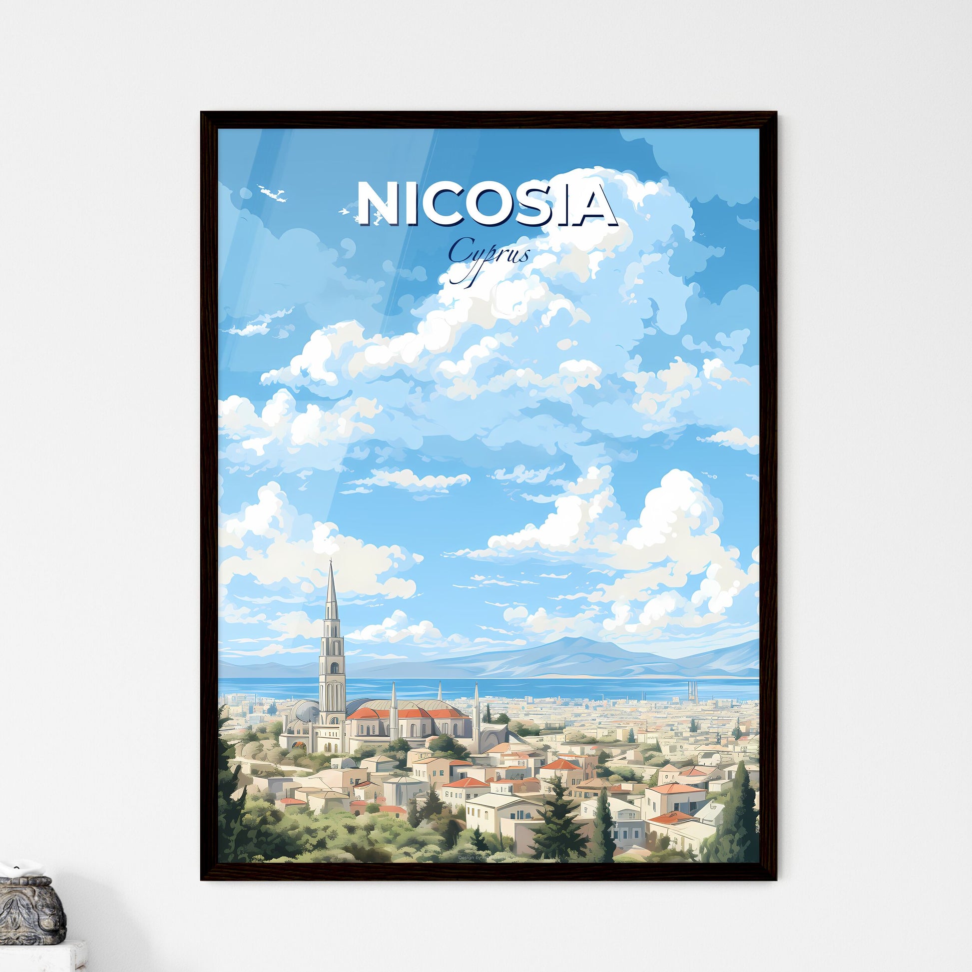 Nicosia Cyprus Skyline - A City With A Tower And A Large Building - Customizable Travel Gift Default Title