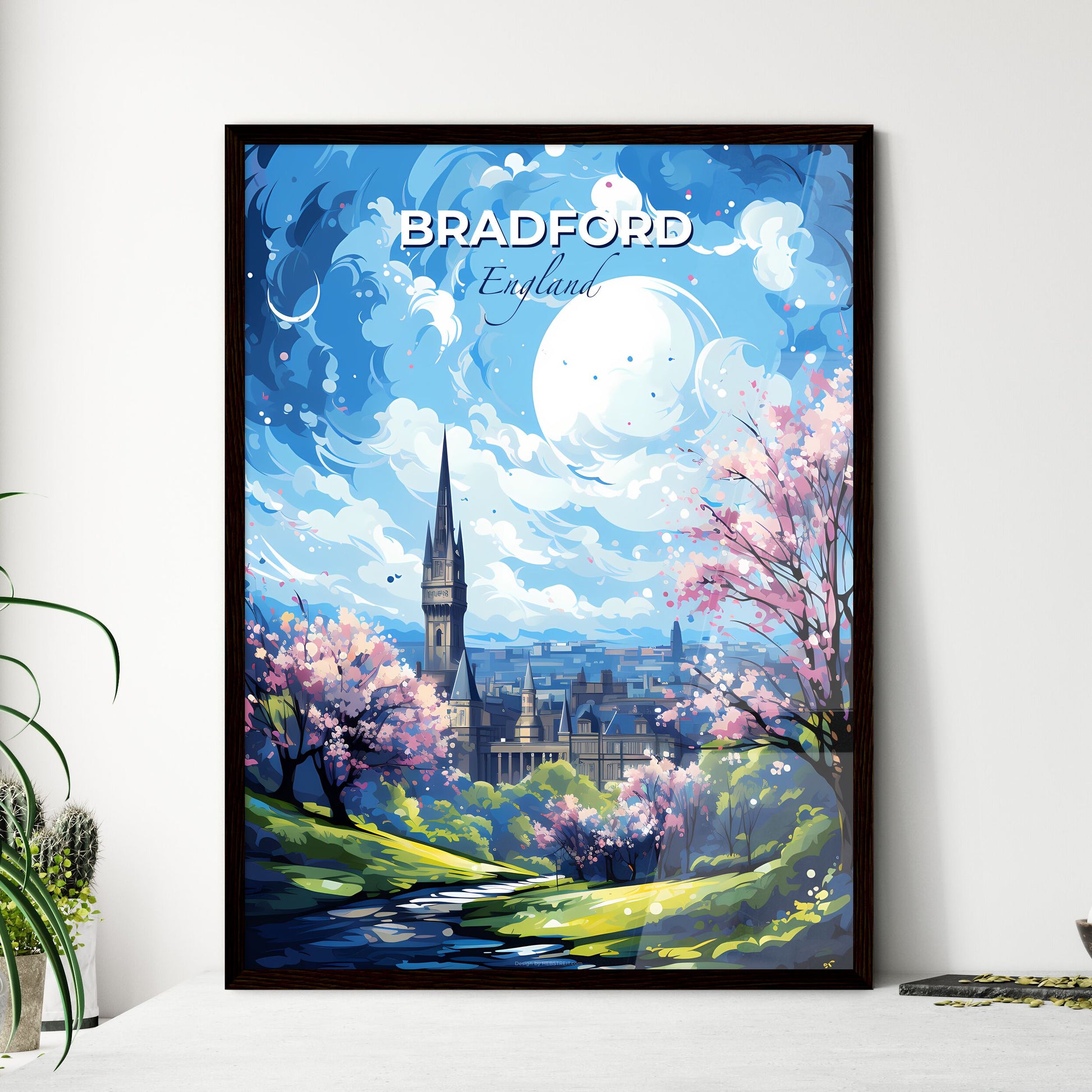 Bradford England Skyline - A Landscape With A Castle And Trees - Customizable Travel Gift Default Title