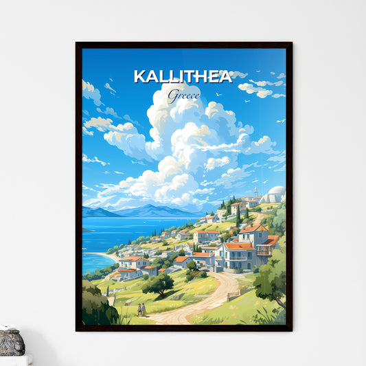 Kallithea Greece Skyline - A Landscape Of A Town On A Hill With Trees And A Body Of Water - Customizable Travel Gift Default Title