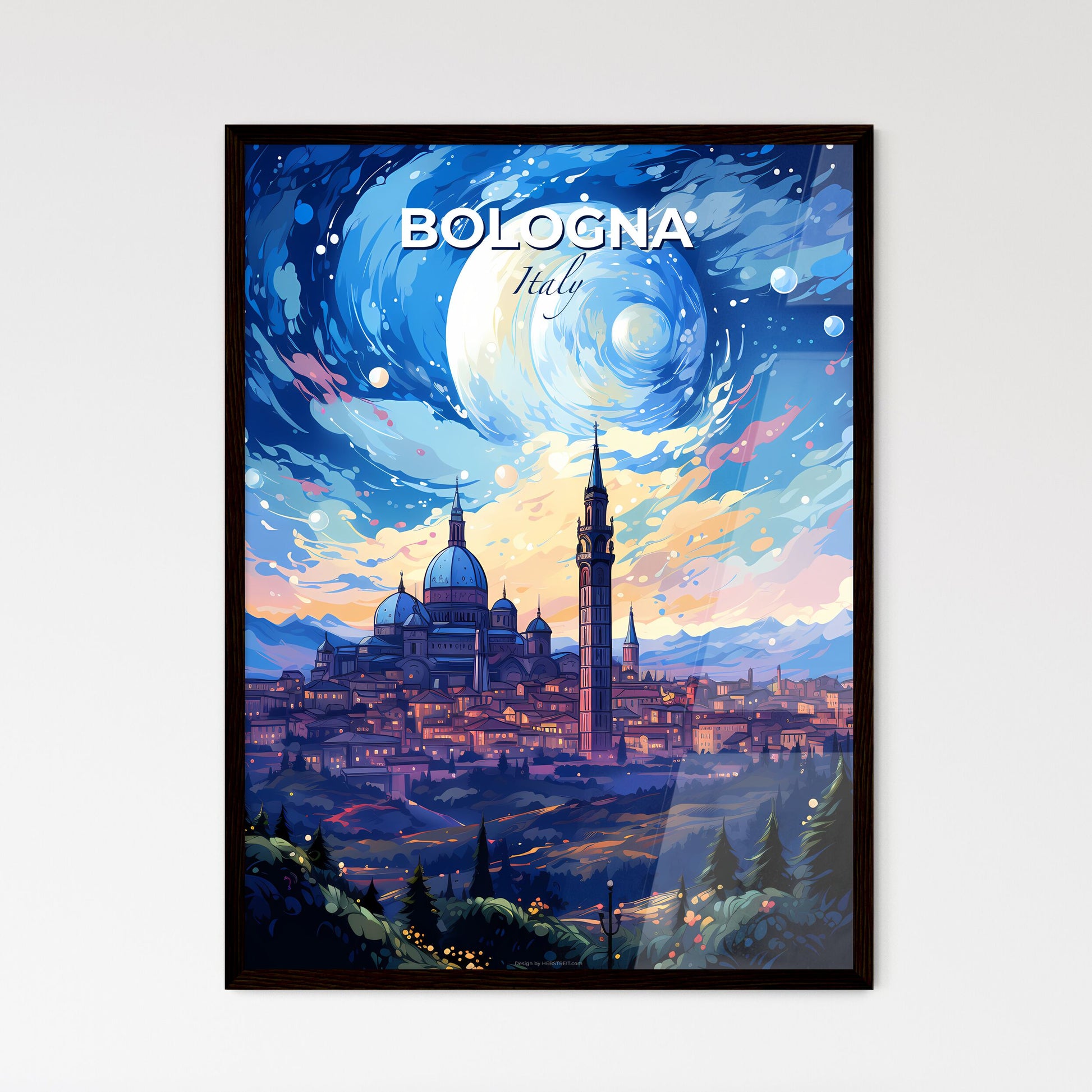 Bologna Italy Skyline - A City With Towers And Trees In The Background - Customizable Travel Gift Default Title