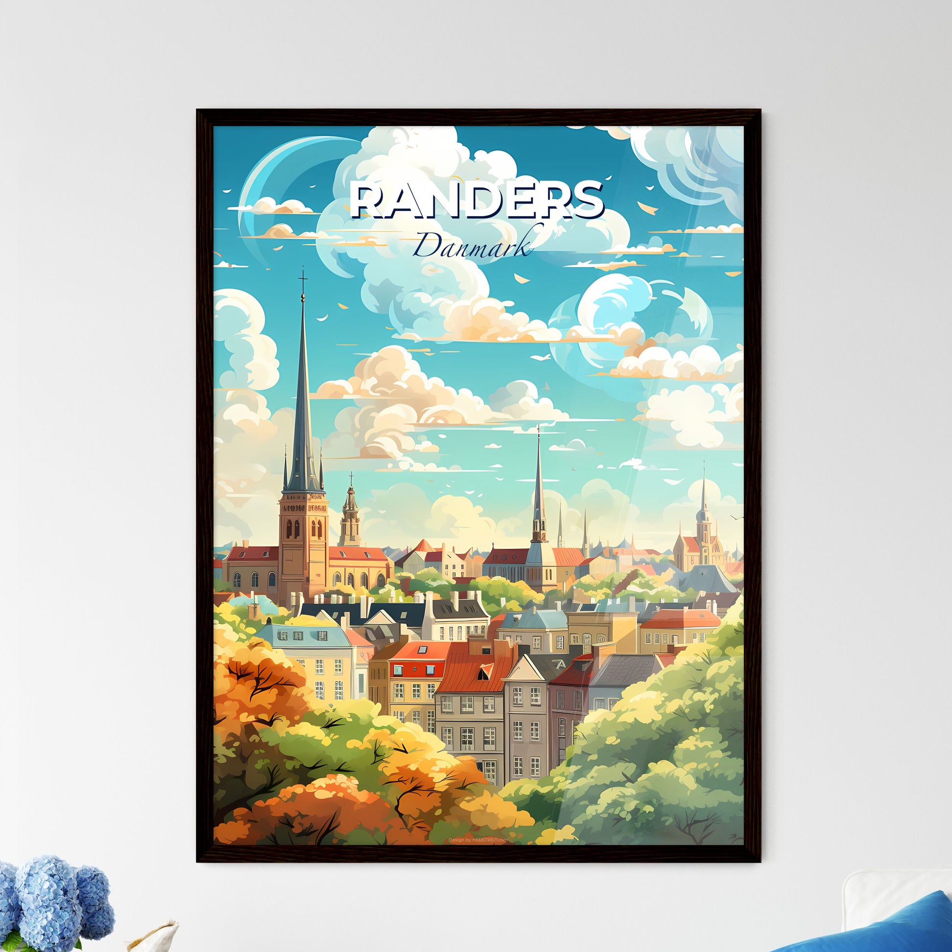 Randers Danmark Skyline - A City With Trees And Buildings - Customizable Travel Gift Default Title